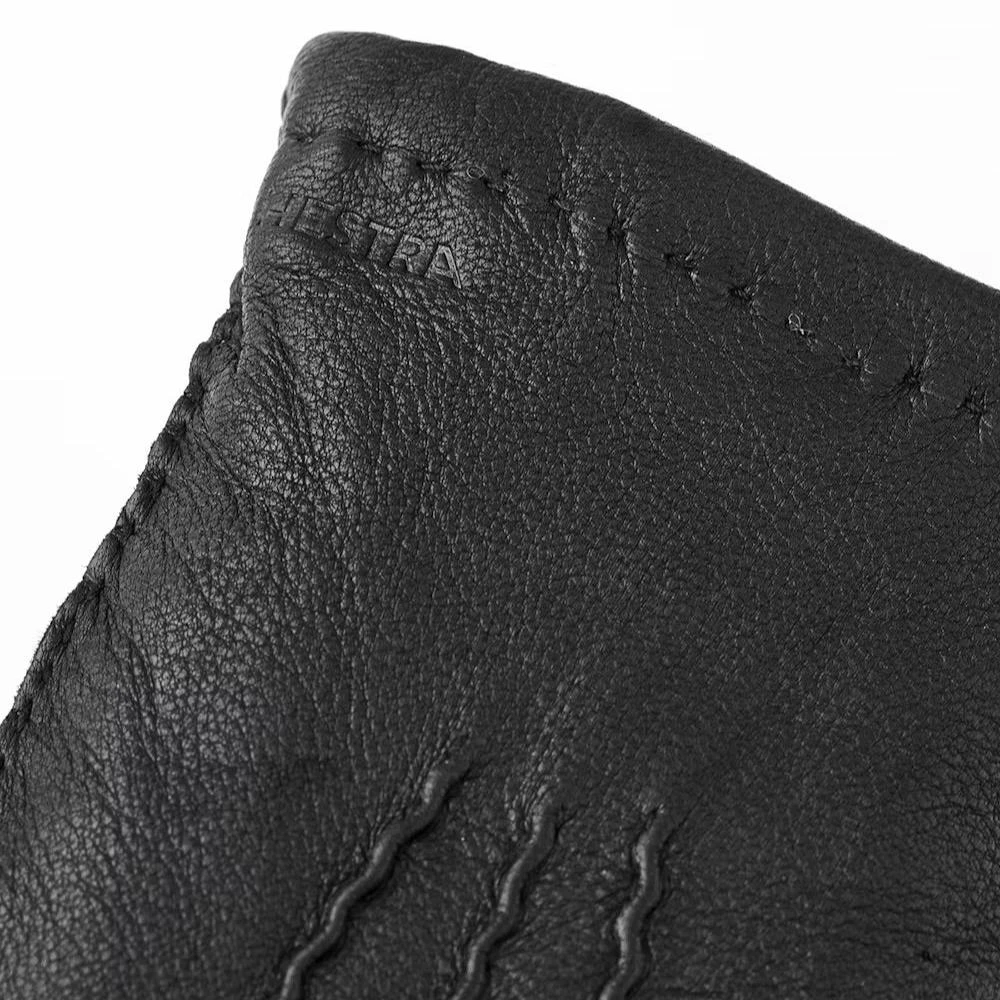 Black Matthew Deerskin Leather Wool-Lined Gloves - Hestra 5 Black Matthew Deerskin Leather Wool-Lined Gloves - Hestra - Image 3