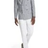 Gray Mouliné Double Breasted Knit Linen Hall Contemporary Fit Blazer - Jack Victor