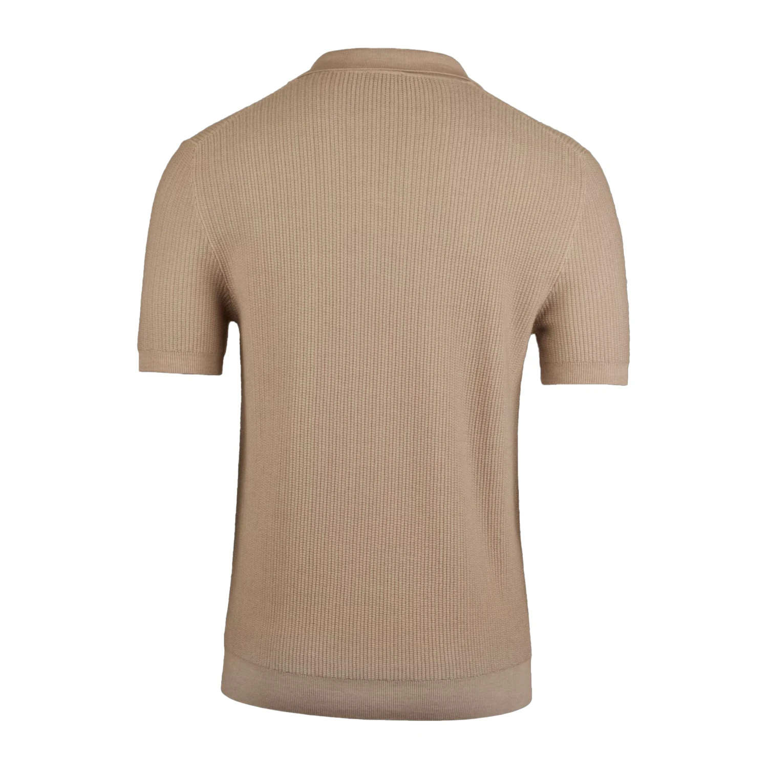 Beige Knitted Merino Wool Open Collar Polo Shirt - Stenströms 4 Beige Knitted Merino Wool Open Collar Polo Shirt - Stenströms - Image 2