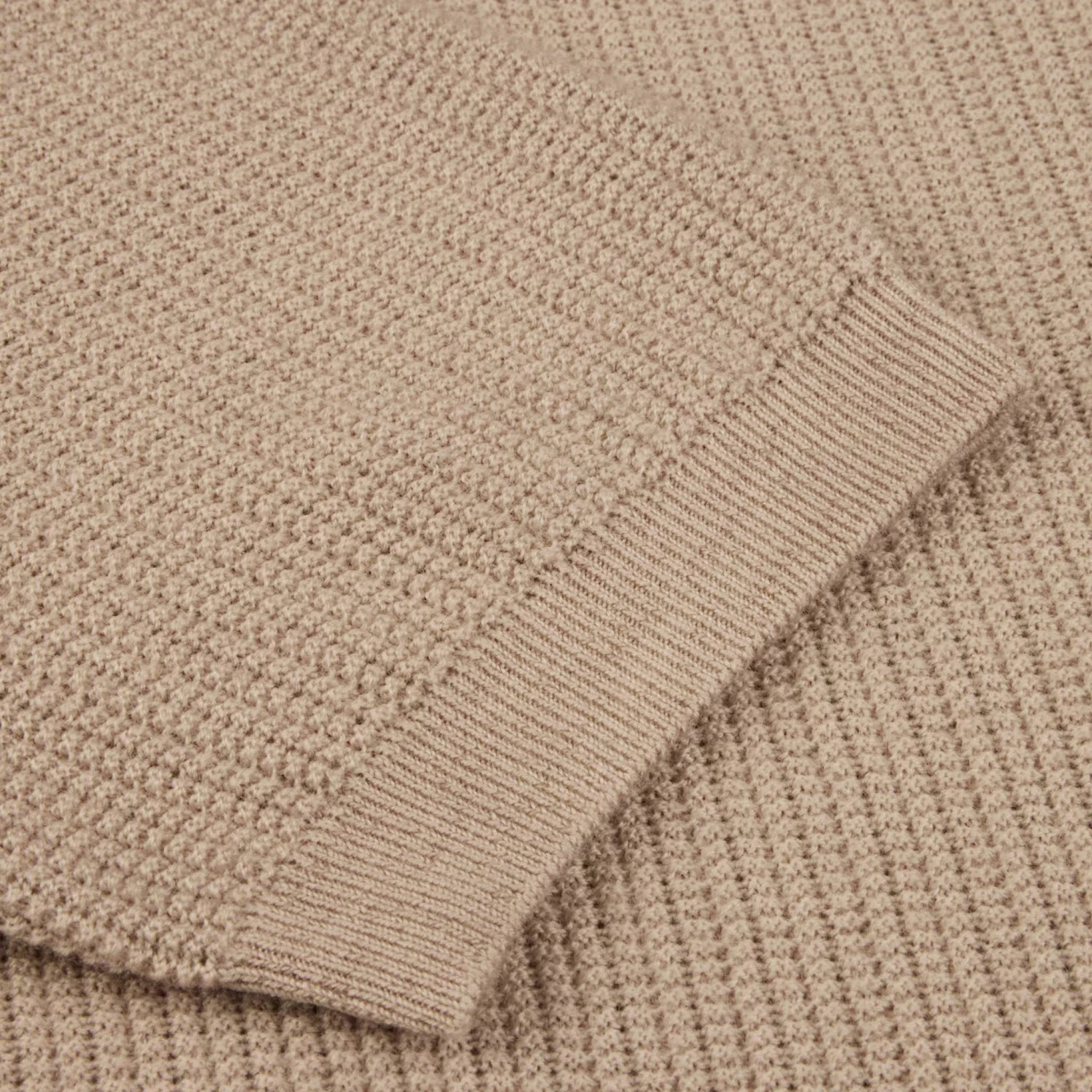 Beige Knitted Merino Wool Open Collar Polo Shirt - Stenströms 6 Beige Knitted Merino Wool Open Collar Polo Shirt - Stenströms - Image 4