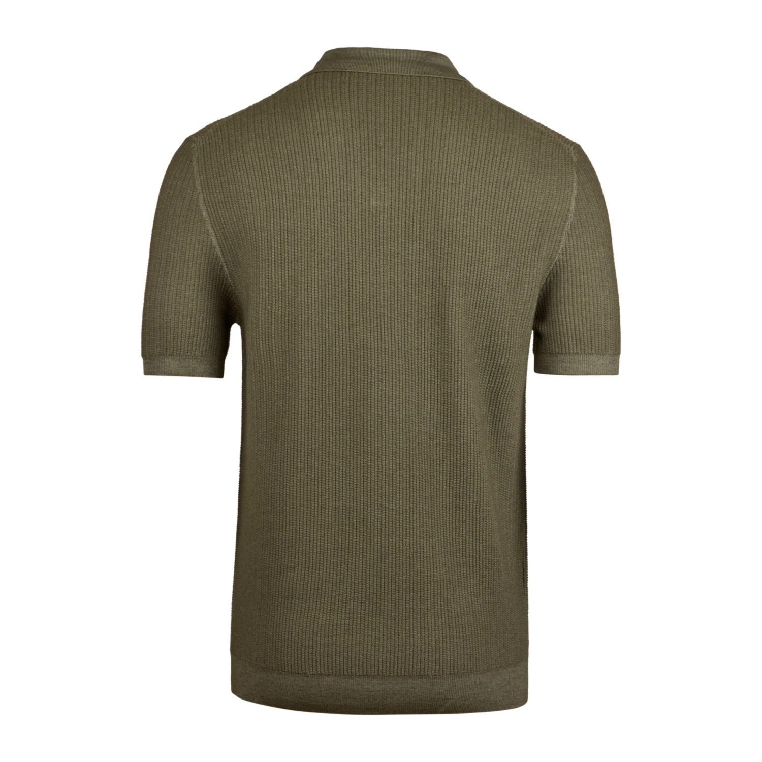 Green Knitted Merino Wool Open Collar Polo Shirt - Stenströms 4 Green Knitted Merino Wool Open Collar Polo Shirt - Stenströms - Image 2