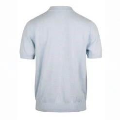 Light Blue Textured Cotton/Linen Polo Shirt - Stenströms -ETON Store 4203222597100 2