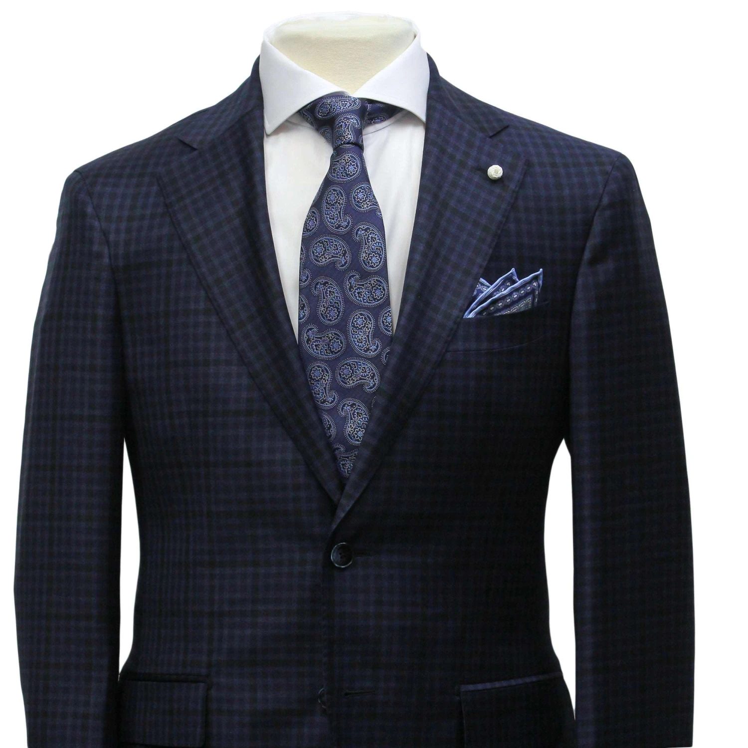 Blue Check Dream Fit Super 140s REDA Wool Suit - Luigi Bianchi 6 Blue Check Dream Fit Super 140s REDA Wool Suit - Luigi Bianchi - Image 4