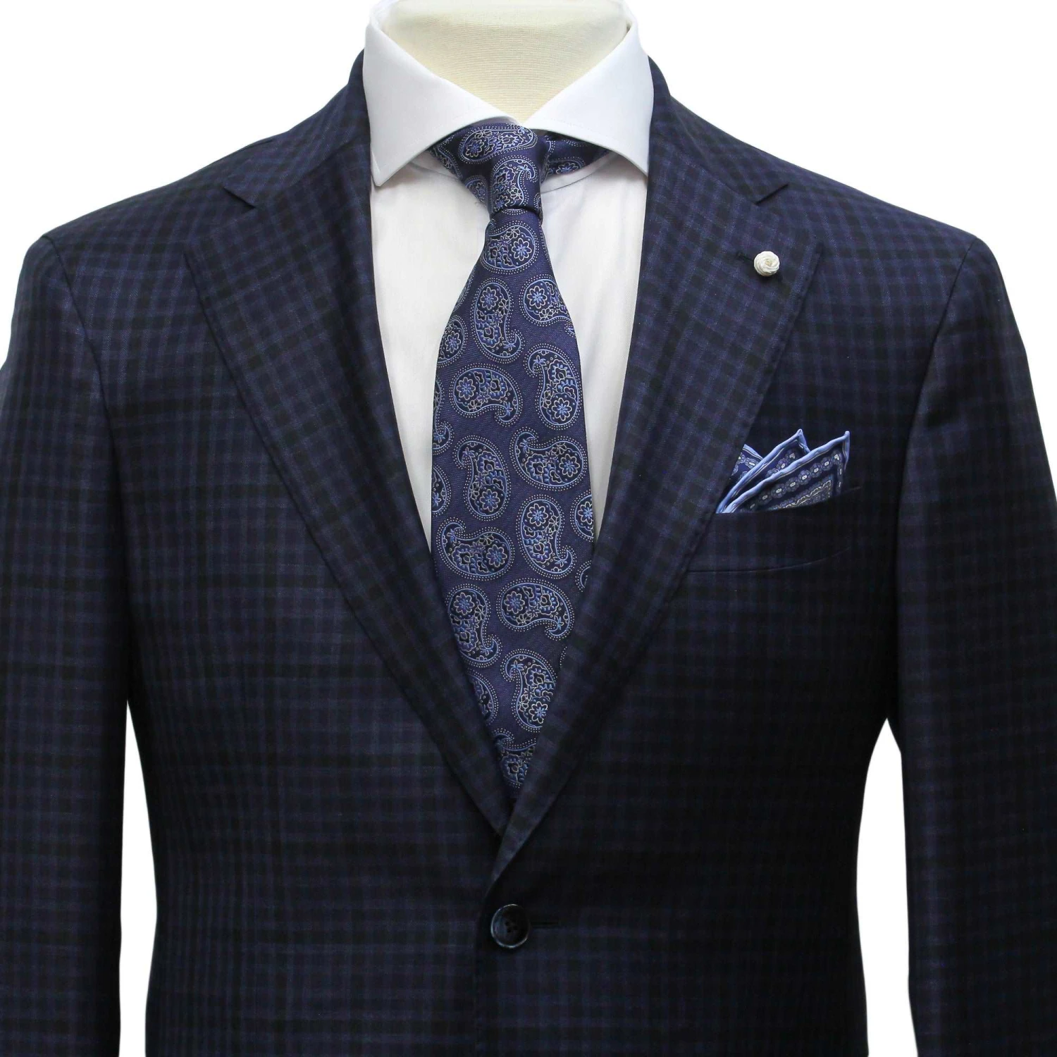Blue Check Dream Fit Super 140s REDA Wool Suit - Luigi Bianchi 7 Blue Check Dream Fit Super 140s REDA Wool Suit - Luigi Bianchi - Image 5