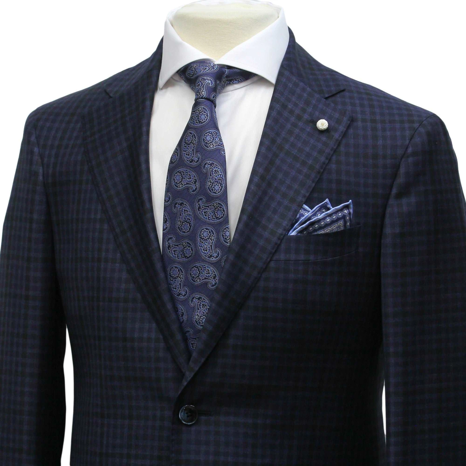 Blue Check Dream Fit Super 140s REDA Wool Suit - Luigi Bianchi 5 Blue Check Dream Fit Super 140s REDA Wool Suit - Luigi Bianchi - Image 3