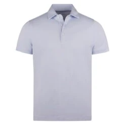 Light Blue Mercerized Cotton Polo Shirt - Stenströms