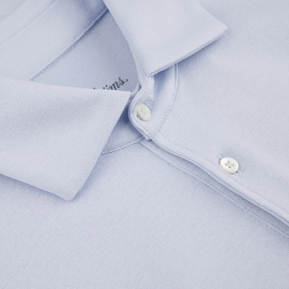 Light Blue Mercerized Cotton Polo Shirt - Stenströms 4 Light Blue Mercerized Cotton Polo Shirt - Stenströms - Image 2