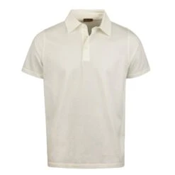 Off-White Short Sleeve Cotton Polo Shirt - Stenströms