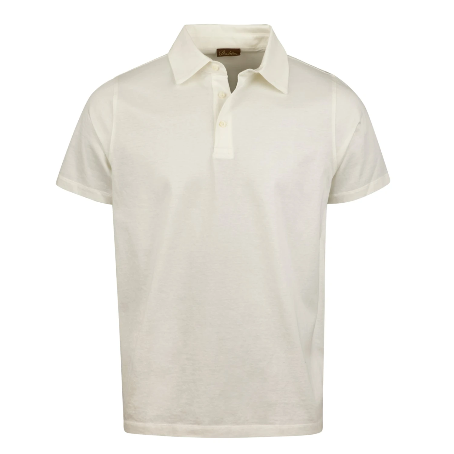 Off-White Short Sleeve Cotton Polo Shirt - Stenströms 3 Off-White Short Sleeve Cotton Polo Shirt - Stenströms