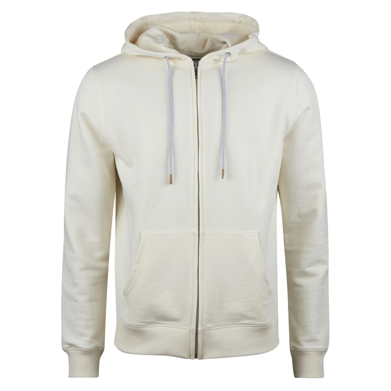 Off-White Zipped Cotton Hoodie - Stenströms 2 Off-White Zipped Cotton Hoodie - Stenströms