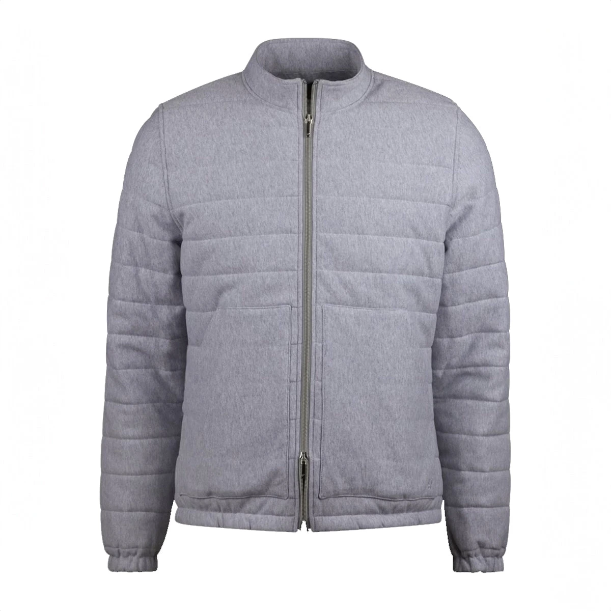 Light Grey Quilted Flannel Cotton Zip Jacket - Stenströms 6 Light Grey Quilted Flannel Cotton Zip Jacket - Stenströms - Image 4