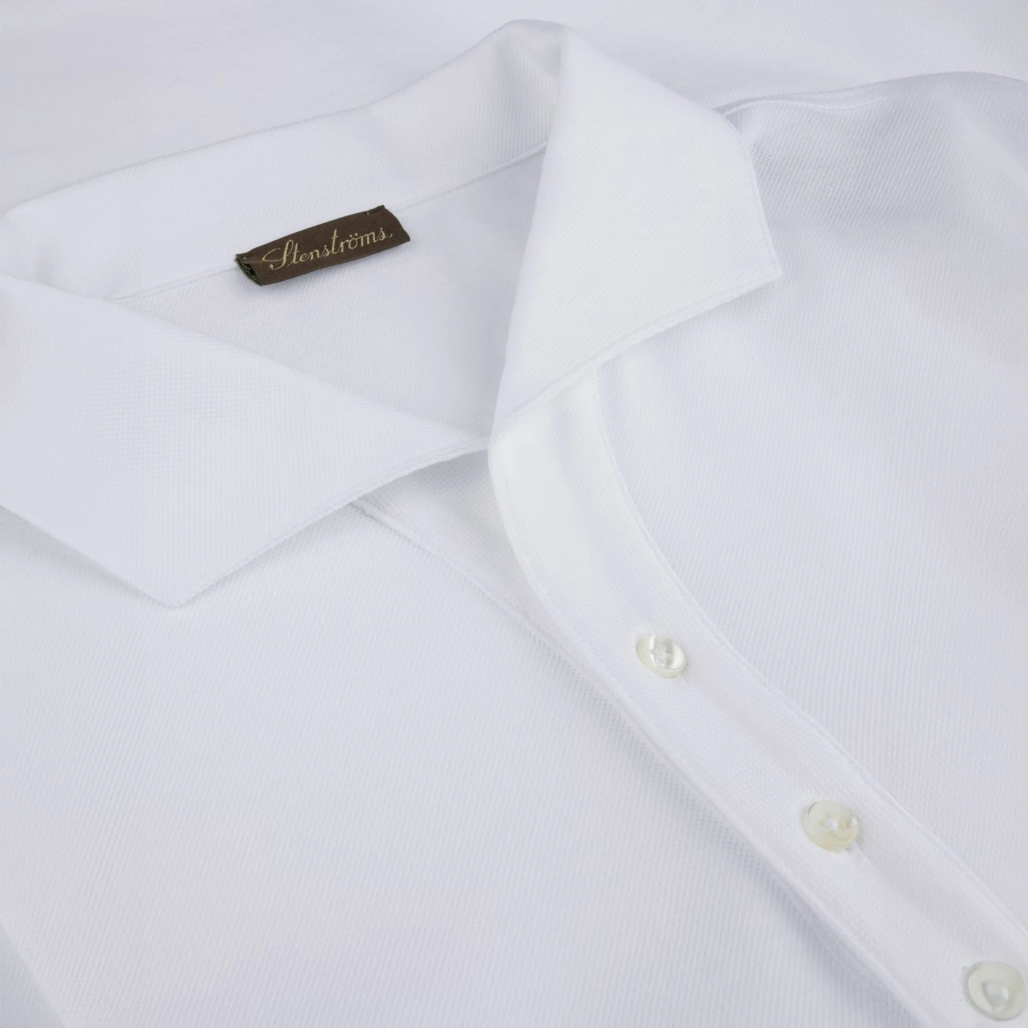 White Short Sleeve Piqué Polo Shirt - Stenströms 5 White Short Sleeve Piqué Polo Shirt - Stenströms - Image 3