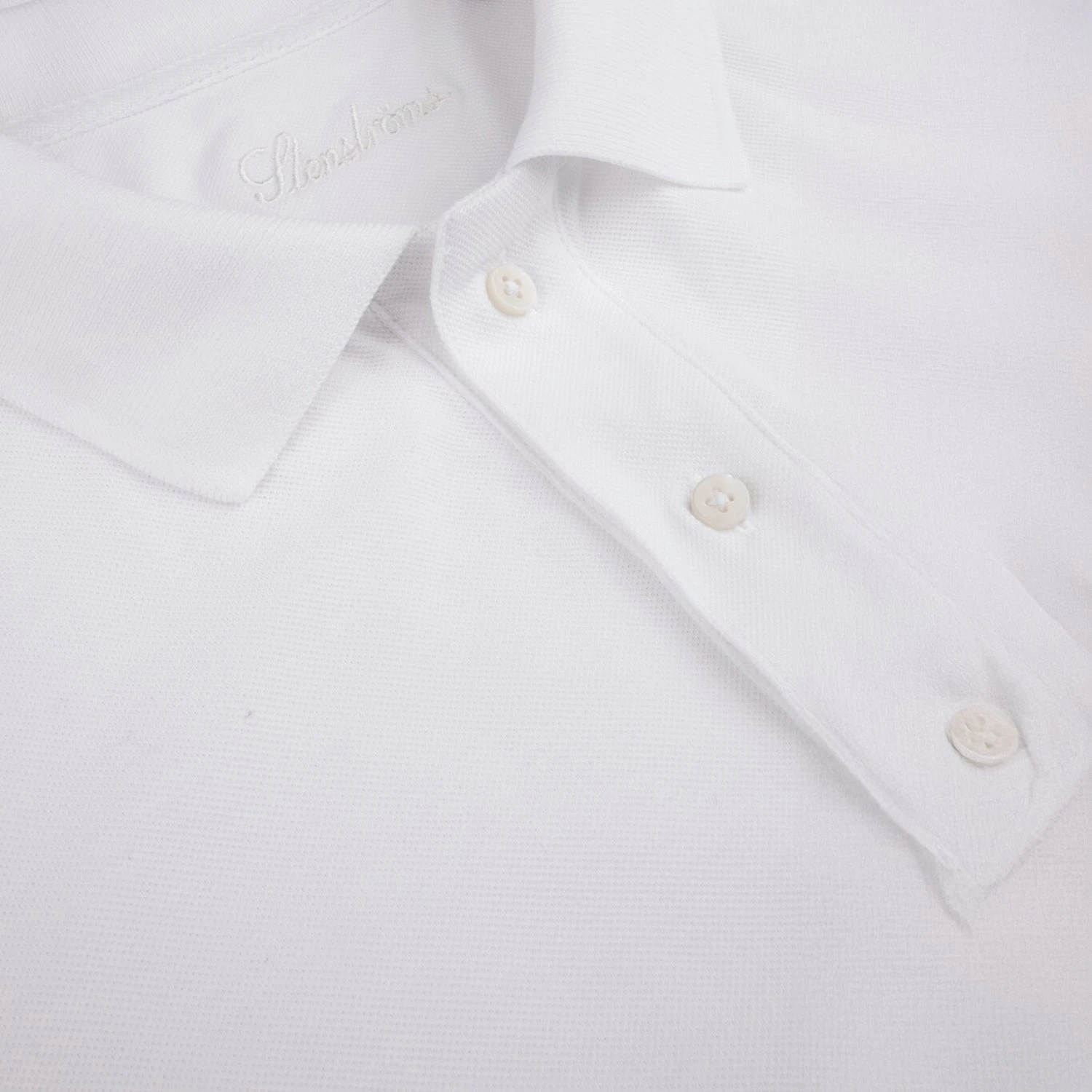 White Piqué Polo Shirt Shirt - Stenströms 4 White Piqué Polo Shirt Shirt - Stenströms - Image 2