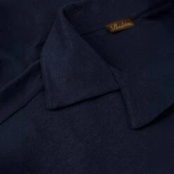 Navy Blue Short Sleeve Linen-Stretch Knitted Resort Shirt - Stenströms 8 Navy Blue Short Sleeve Linen-Stretch Knitted Resort Shirt - Stenströms -ETON Store 4401462420180 3