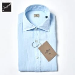 Pale Blue Linen Modern Fit Casual Shirt - SONRISA