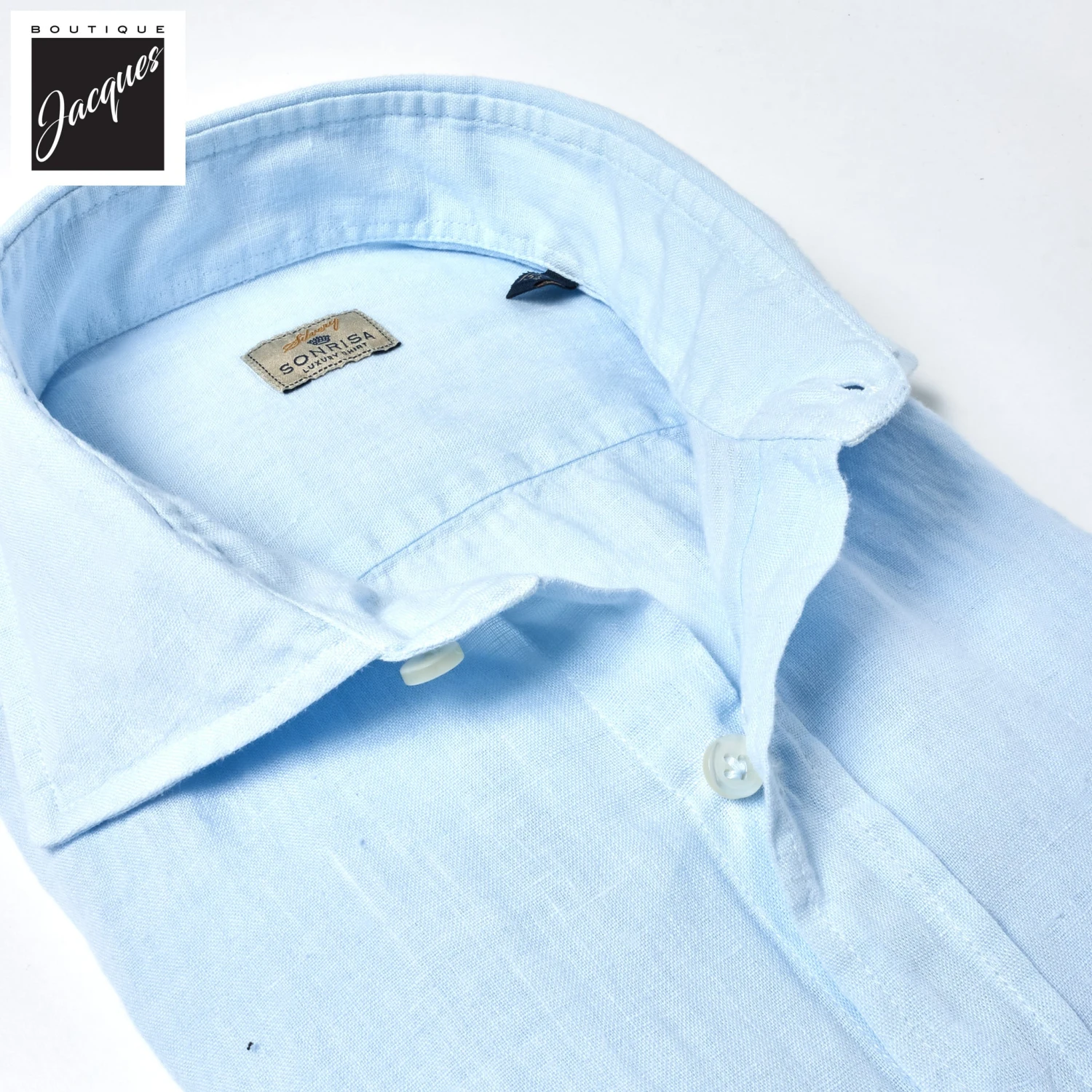 Pale Blue Linen Modern Fit Casual Shirt - SONRISA 6 Pale Blue Linen Modern Fit Casual Shirt - SONRISA - Image 4