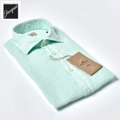 Mint Green Linen Modern Fit Casual Shirt - SONRISA 7 Mint Green Linen Modern Fit Casual Shirt - SONRISA -ETON Store 4TC TC162 V04 2