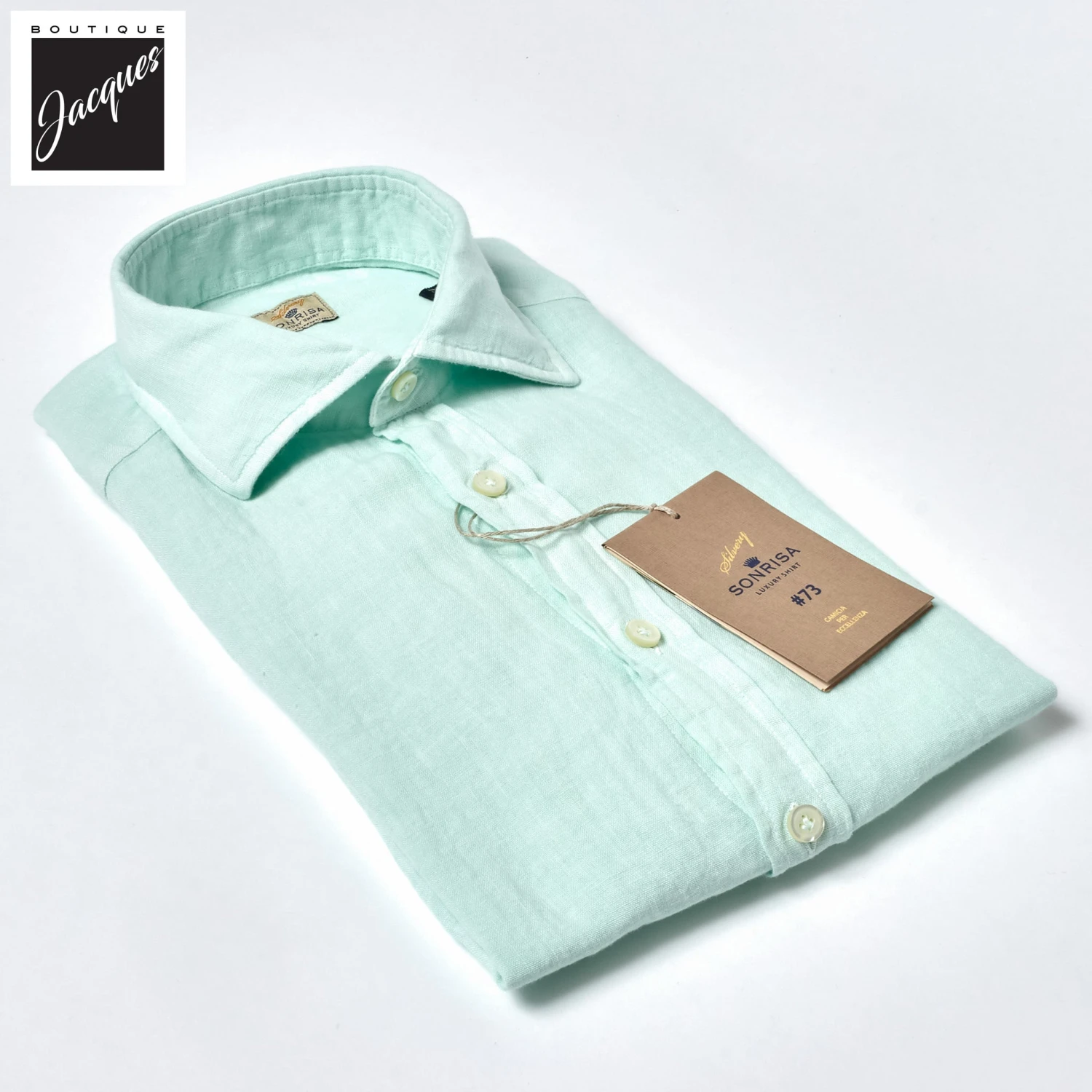 Mint Green Linen Modern Fit Casual Shirt - SONRISA 4 Mint Green Linen Modern Fit Casual Shirt - SONRISA - Image 2