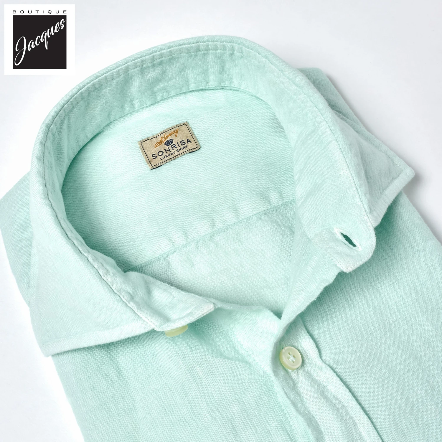 Mint Green Linen Modern Fit Casual Shirt - SONRISA 6 Mint Green Linen Modern Fit Casual Shirt - SONRISA - Image 4