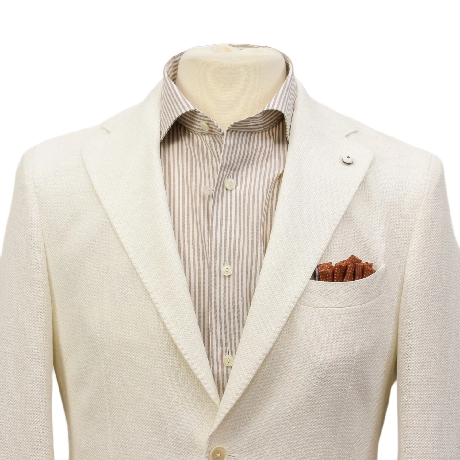 Off-White Linen-Cotton Jersey Tailored Unconstructed Sport Jacket - L.B.M. 1911 4 Off-White Linen-Cotton Jersey Tailored Unconstructed Sport Jacket - L.B.M. 1911 - Image 2