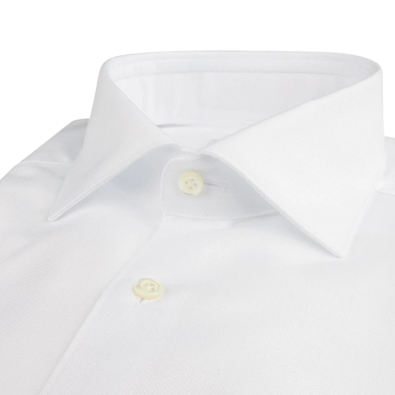 White Textured Twill Fitted Body Shirt - Stenströms 4 White Textured Twill Fitted Body Shirt - Stenströms - Image 2