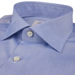 Light Blue Solid Twill Fitted Body Shirt - Stenströms -ETON Store 6027511711120 3