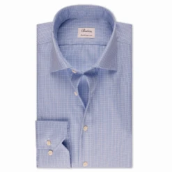 Blue Check Twill Fitted Body Shirt - Stenströms