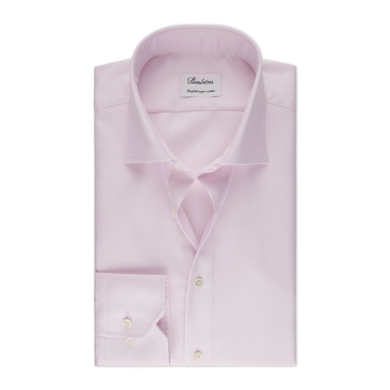 Light Pink Fitted Body Neat Twill Shirt - Stenströms 3 Light Pink Fitted Body Neat Twill Shirt - Stenströms