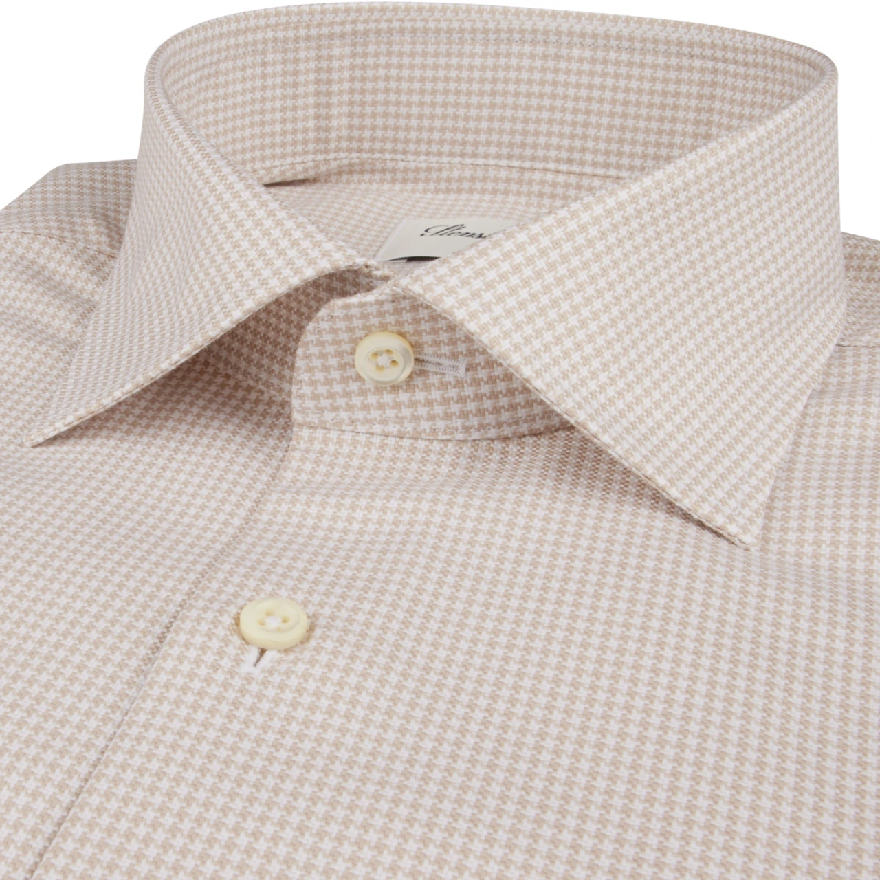 Champagne Houndstooth Oxford Cotton Fitted Body Shirt - Stenströms 4 Champagne Houndstooth Oxford Cotton Fitted Body Shirt - Stenströms - Image 2
