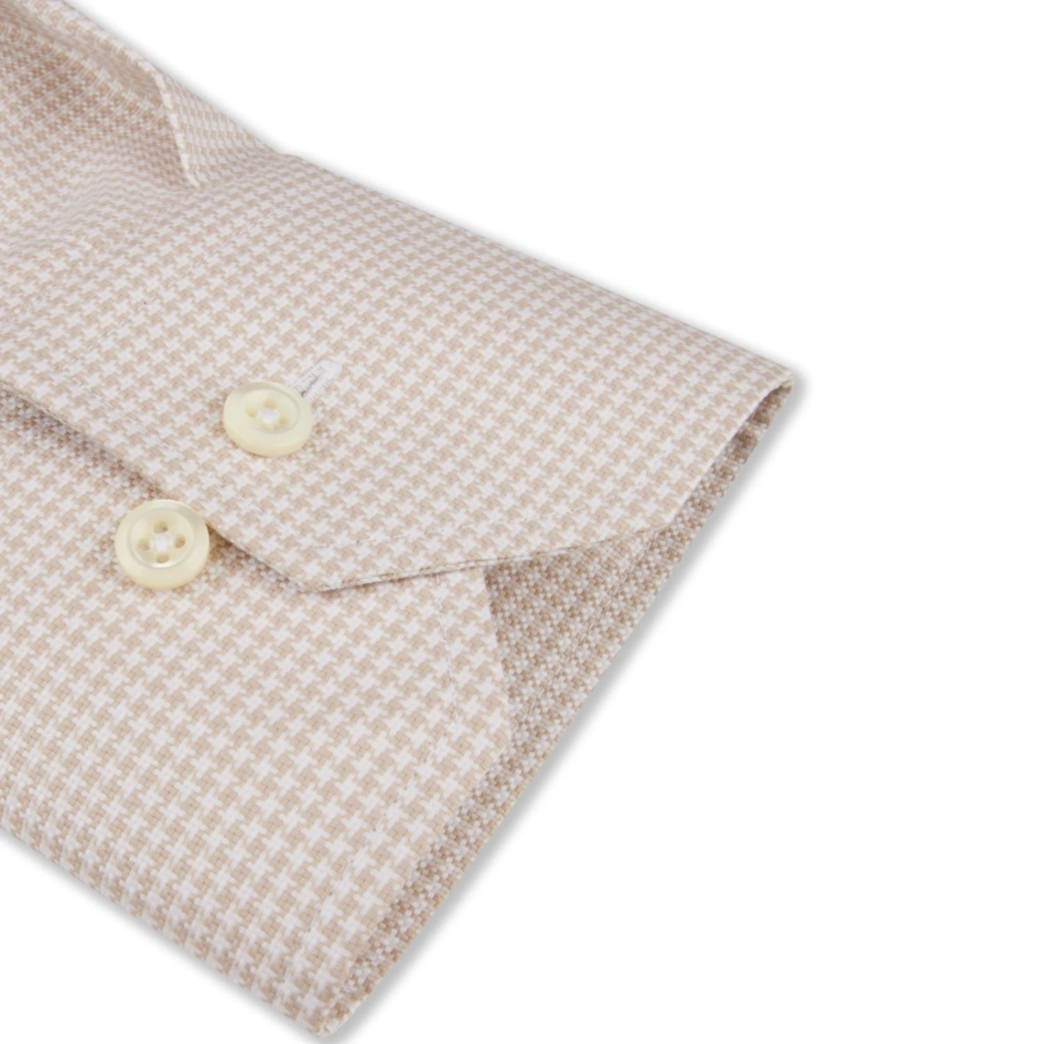 Champagne Houndstooth Oxford Cotton Fitted Body Shirt - Stenströms 5 Champagne Houndstooth Oxford Cotton Fitted Body Shirt - Stenströms - Image 3