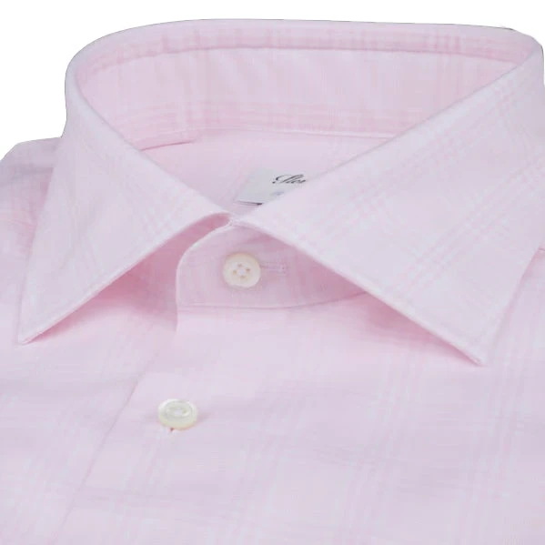 Light Pink Checked Fitted Body Cotton Stretch Shirt - Stenströms 4 Light Pink Checked Fitted Body Cotton Stretch Shirt - Stenströms - Image 2
