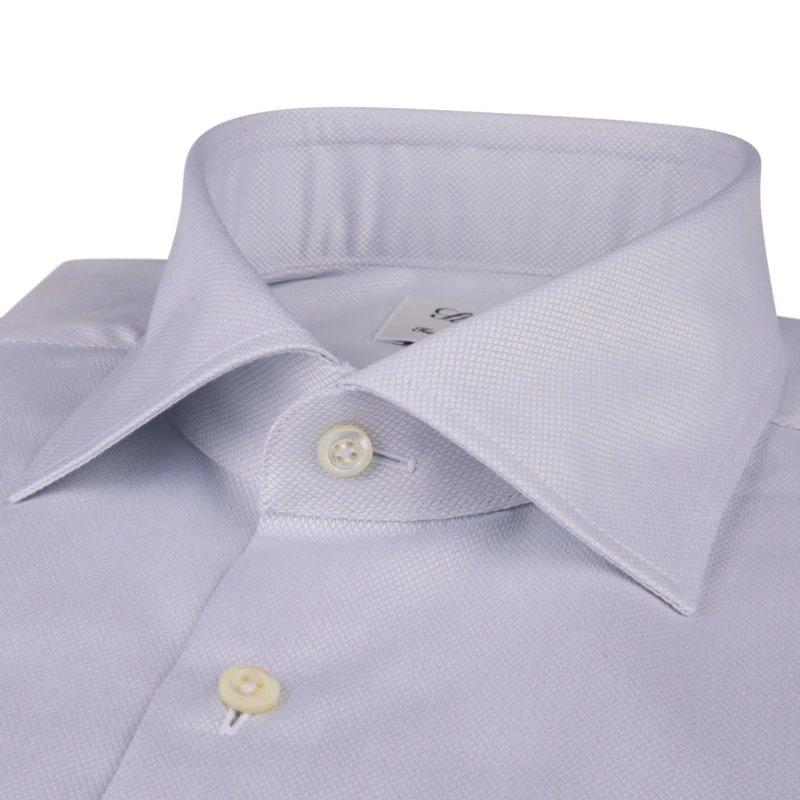 Light Gray Textured Twill Fitted Body Shirt - Stenströms 4 Light Gray Textured Twill Fitted Body Shirt - Stenströms - Image 2