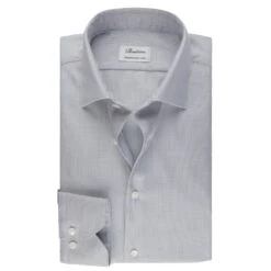 Gray Micro-Patterned Twill Fitted Body Shirt - Stenströms