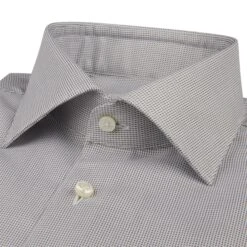 Gray Micro-Patterned Twill Fitted Body Shirt - Stenströms -ETON Store 6027918830320 3