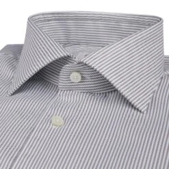 Gray Striped Twill Fitted Body Shirt - Stenströms -ETON Store 6027918831322 3