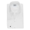 White Cotton Twill Fitted Body Shirt With French Cuffs - Stenströms
