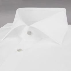 White Cotton Twill Fitted Body Shirt With French Cuffs - Stenströms -ETON Store 6037711467000 3