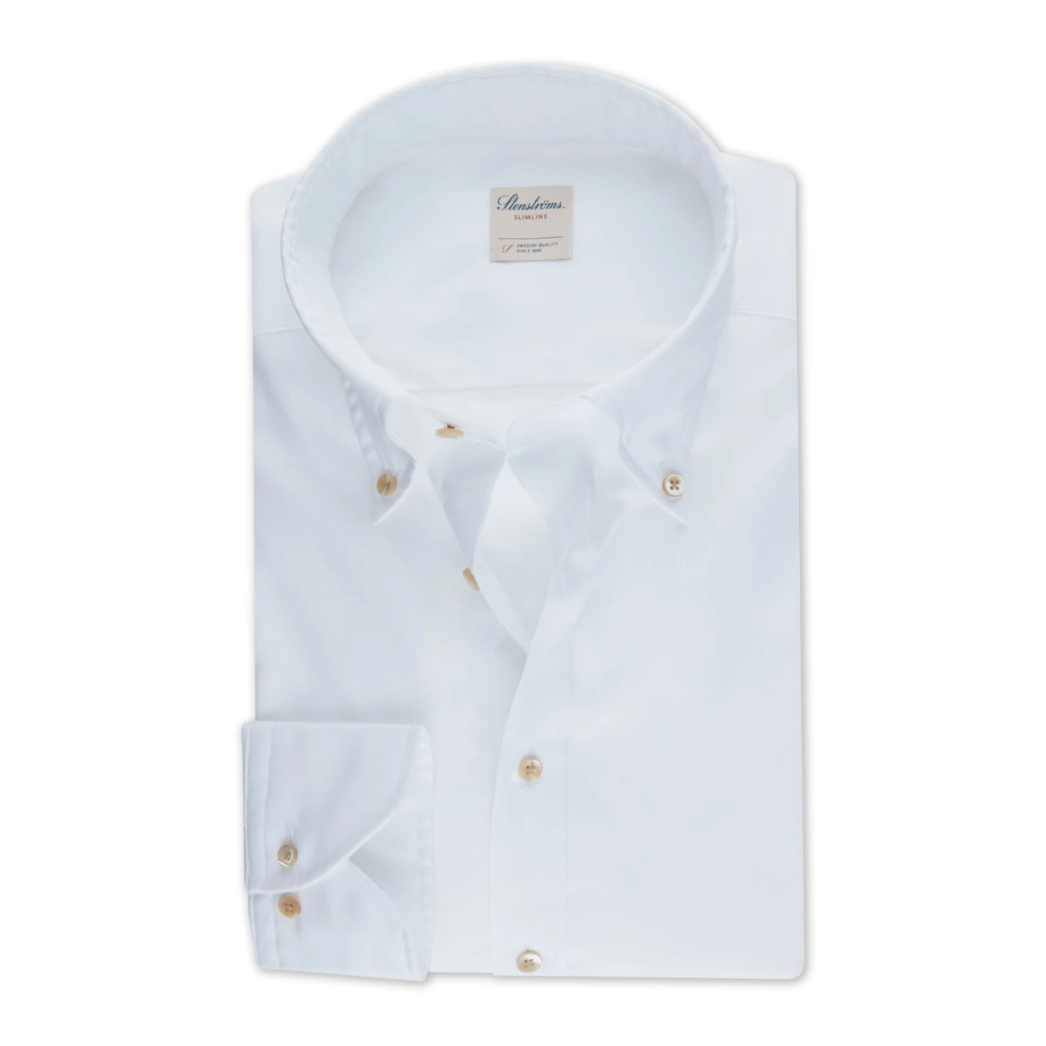 Casual White Slimline Oxford Shirt - Stenströms 3 Casual White Slimline Oxford Shirt - Stenströms