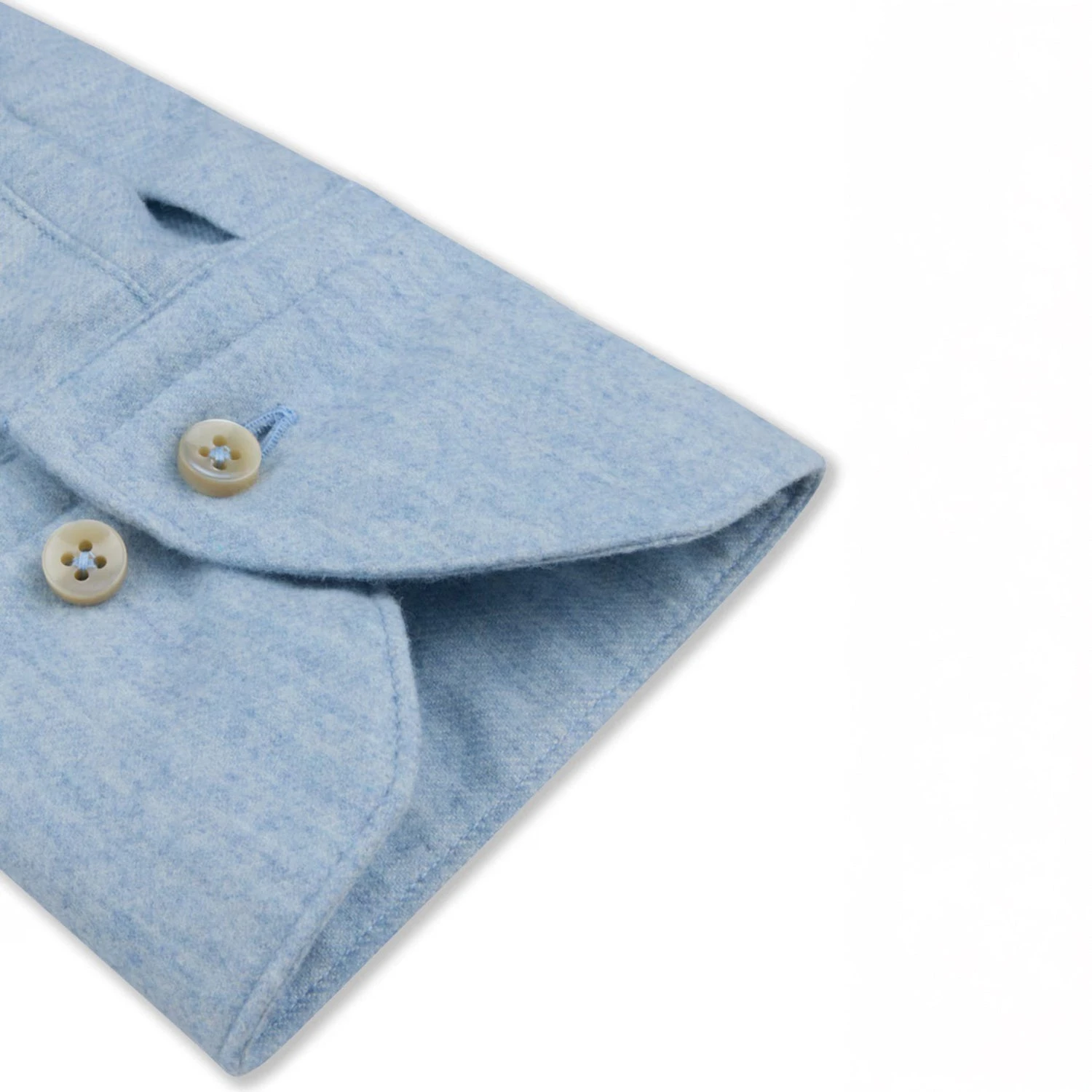 Blue Flannel Solid Slimline Shirt - Stenströms 5 Blue Flannel Solid Slimline Shirt - Stenströms - Image 3
