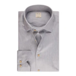 Stenströms Casual Gray Slimline Cotton Twill Shirt