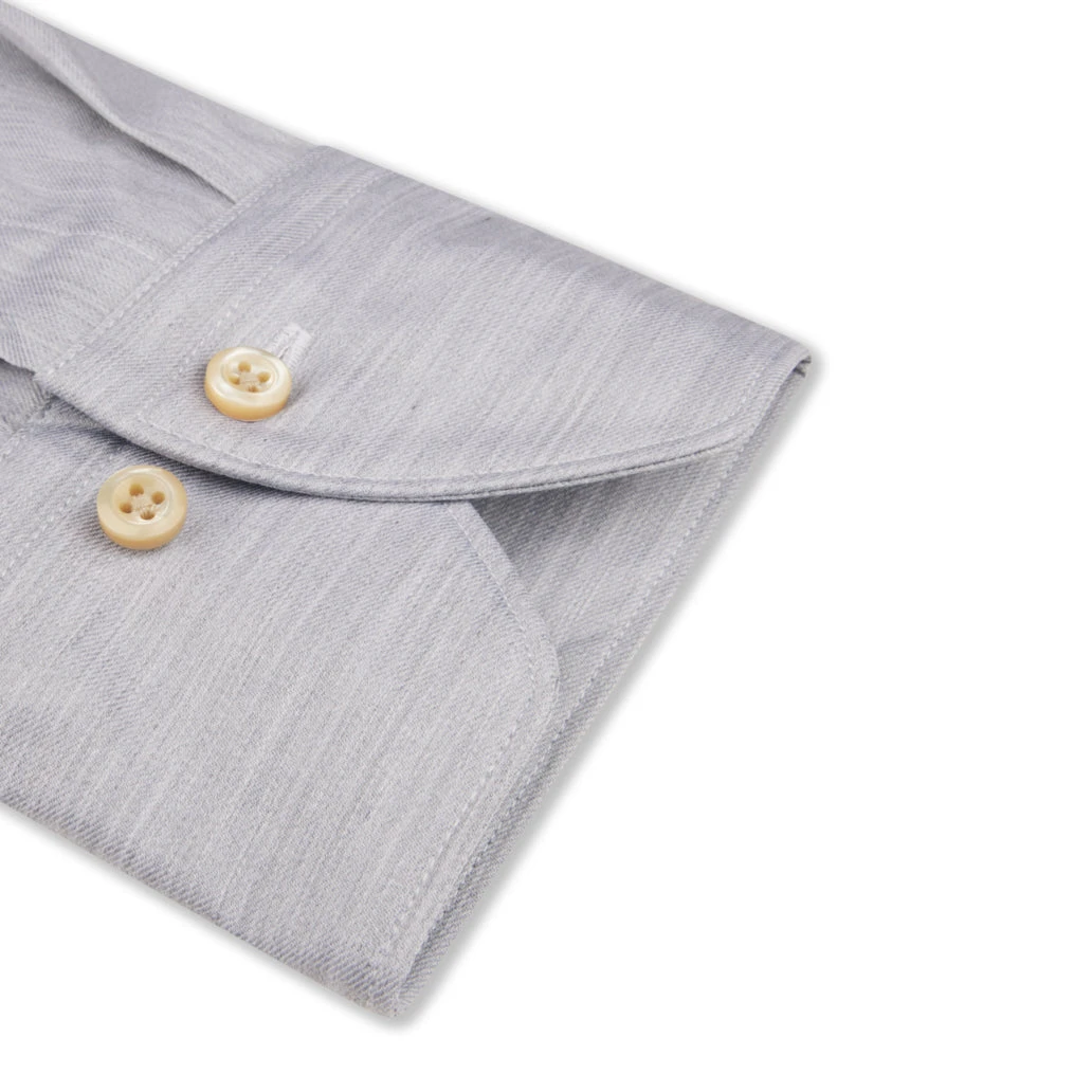 Stenströms Casual Gray Slimline Cotton Twill Shirt 5 Stenströms Casual Gray Slimline Cotton Twill Shirt - Image 3