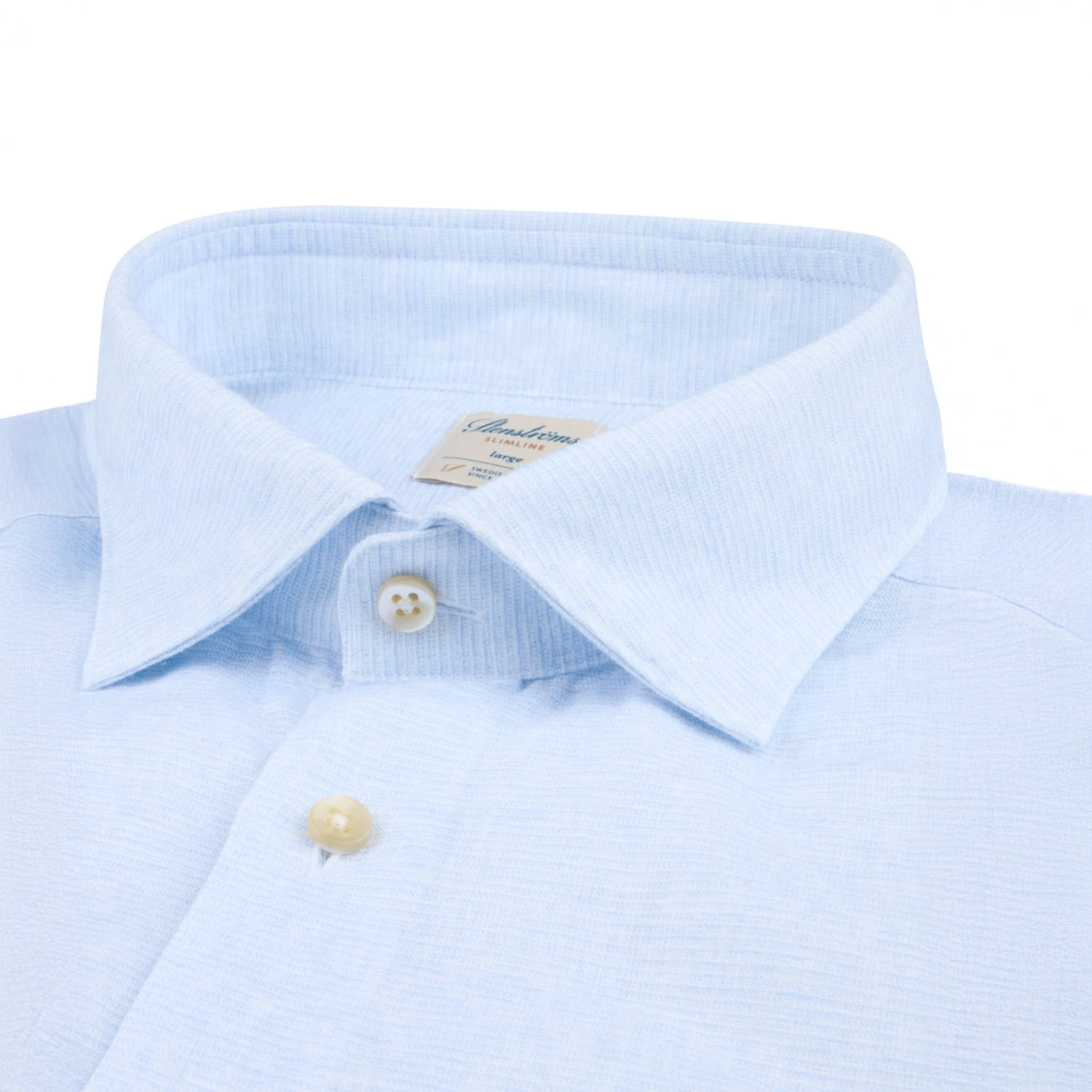 Light Blue Linen Lyocell Stretch Fitted Body Casual Shirt - Stenströms 11 Light Blue Linen Lyocell Stretch Fitted Body Casual Shirt - Stenströms - Image 9