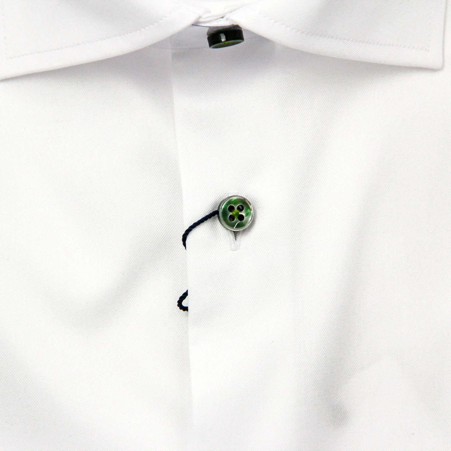 White W/ Contrast Green Buttons Fitted Body Shirt - Stenströms 4 White W/ Contrast Green Buttons Fitted Body Shirt - Stenströms - Image 2