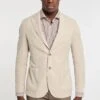 Light Beige Solid Lyocell-Linen-Cotton Unlined Sport Jacket - L.B.M 1911