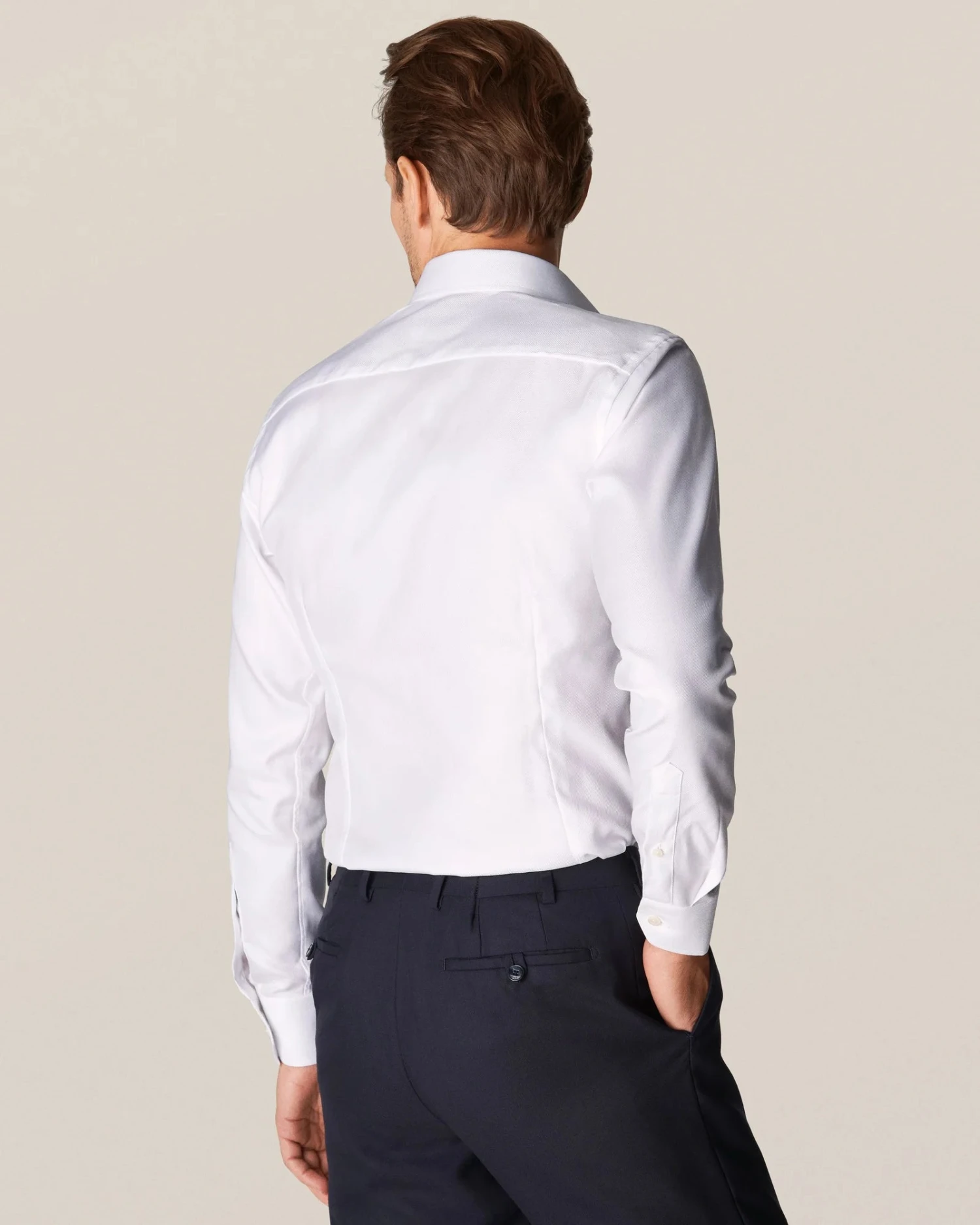 White Textured Twill Contemporary Fit Dress Shirt - ETON 10 White Textured Twill Contemporary Fit Dress Shirt - ETON - Image 8