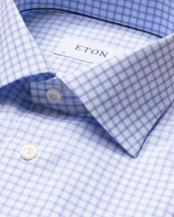Light Blue Checked Natural Stretch Twill Slim Fit Shirt - ETON 6 Light Blue Checked Natural Stretch Twill Slim Fit Shirt - ETON -ETON Store 6253 355128903f original