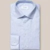 Light Blue Checked Natural Stretch Twill Slim Fit Shirt - ETON