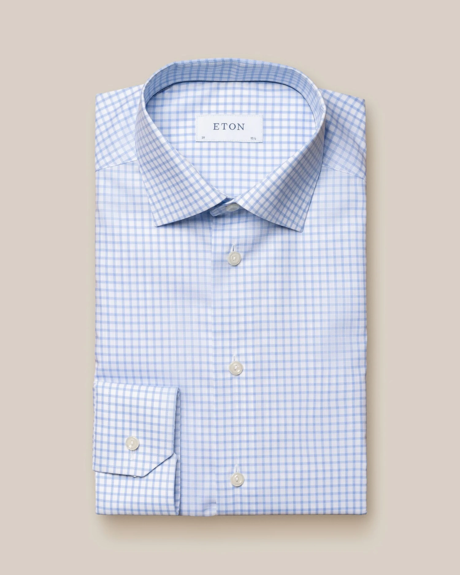 Light Blue Checked Natural Stretch Twill Slim Fit Shirt - ETON 3 Light Blue Checked Natural Stretch Twill Slim Fit Shirt - ETON