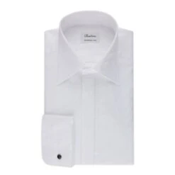 White Slimline Body Textured Tuxedo Shirt - Stenströms