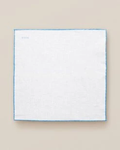 White With Mid-Blue Detail Linen Pocket Square - ETON 7 White With Mid-Blue Detail Linen Pocket Square - ETON -ETON Store 6336 10c3f91d77 original